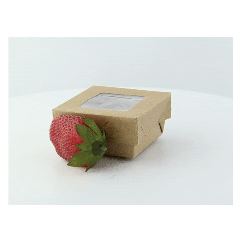 Scatola "Kray" in cartone kraft con coperchio a finestra 85x85mm H40mm 200ml