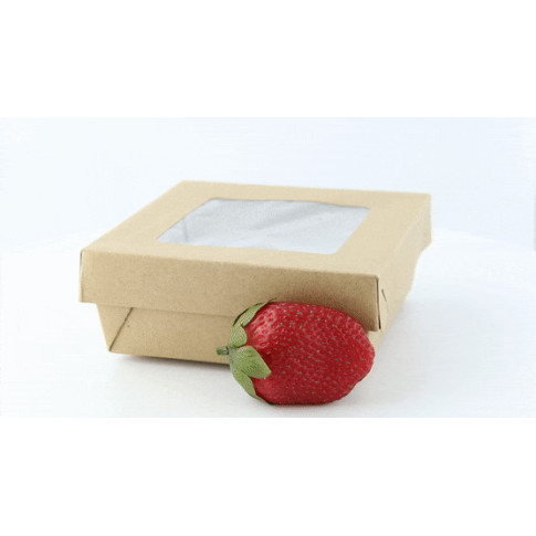 Scatola "Kray" in cartone kraft con coperchio a finestra 135x135mm H50mm 700ml