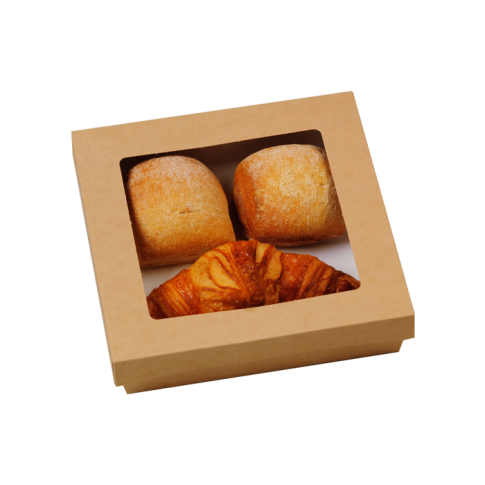 Scatola "Kray" in cartone kraft con coperchio a finestra 205x205mm H40mm 1000ml
