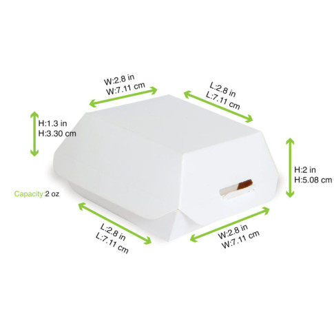 Mini scatola in cartone bianco per hamburger   70x70mm H50mm