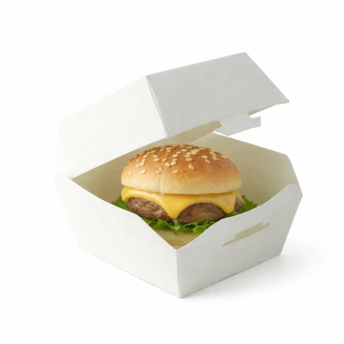 Mini scatola in cartone bianco per hamburger   70x70mm H50mm