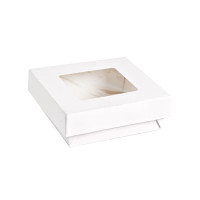 Scatola "Kray" in cartone bianco con coperchio a finestra 115x115mm H40mm 350ml