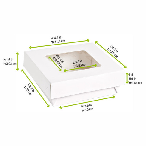 Scatola "Kray" in cartone bianco con coperchio a finestra 115x115mm H40mm 350ml