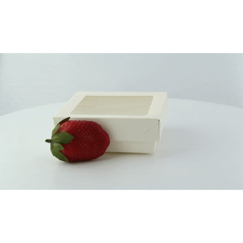 Scatola "Kray" in cartone bianco con coperchio a finestra 115x115mm H40mm 350ml
