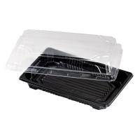 Barchetta "Suky" in plastica nera con coperchio trasparente 170x120mm H40mm