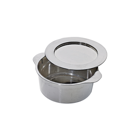 Contenitore in PS argentato con manici e coperchio  H34mm