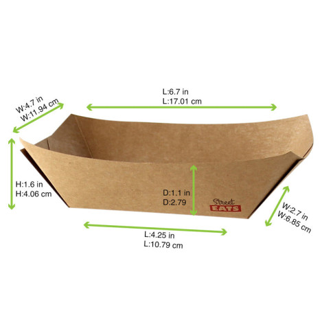 Barchetta in cartone kraft laminato in PE antiunto 170x125mm H35mm 400ml