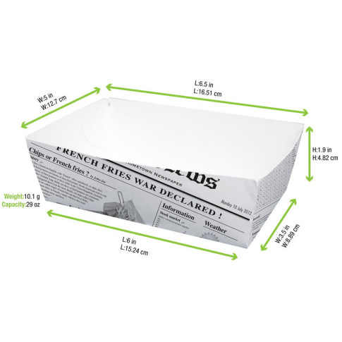 Cono in cartone laminato in PE antiunto, decorazione stampa di giornale 150x90mm H50mm 850ml