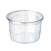 Contenitore "Deli" tondo in PET trasparente con copercho rientrante  H107mm 700ml