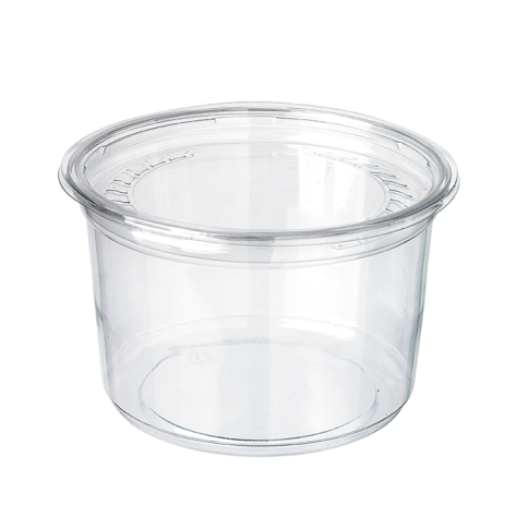 Contenitore "Deli" tondo in PET trasparente con copercho rientrante  H107mm 700ml
