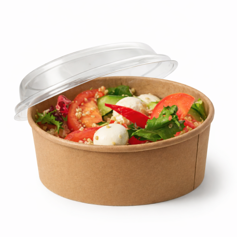 Insalatiera "Buckaty" multiuso, tonda in cartone kraft con coperchio in PET  H65mm 1200ml