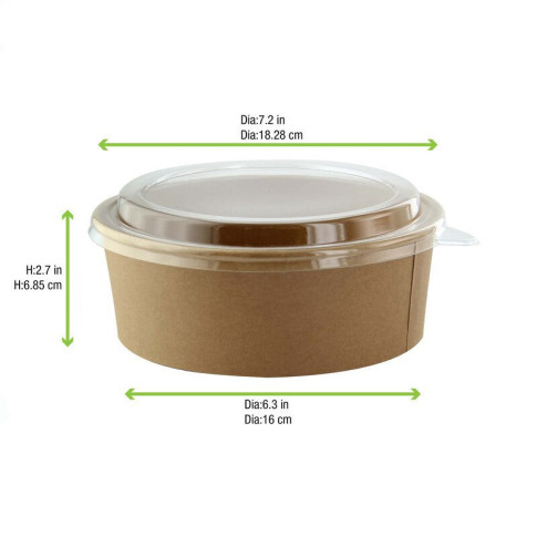 Insalatiera "Buckaty" multiuso, tonda in cartone kraft con coperchio in PET  H65mm 1200ml