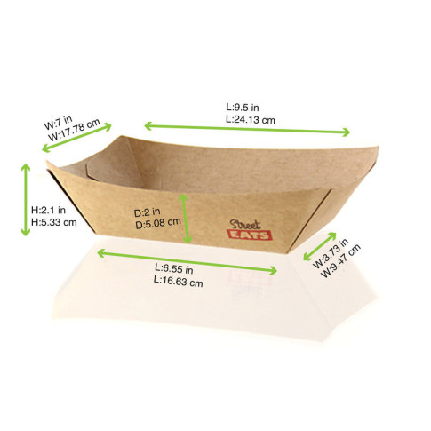Barchetta in cartone kraft laminato in PE antiunto 245x165mm H50mm 1200ml