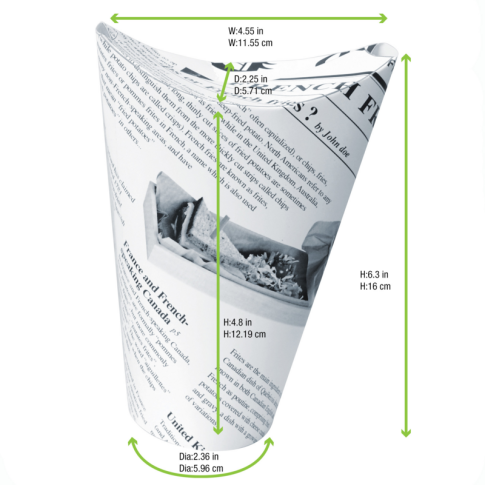 Bicchiere da snack in cartone, decorazione stampa di giornale   H157mm 480ml
