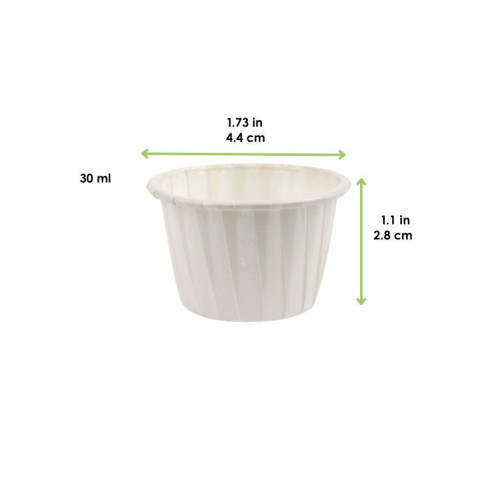 Coppetta in carta bianca plissettata anche per cottura in forno  H28mm 30ml