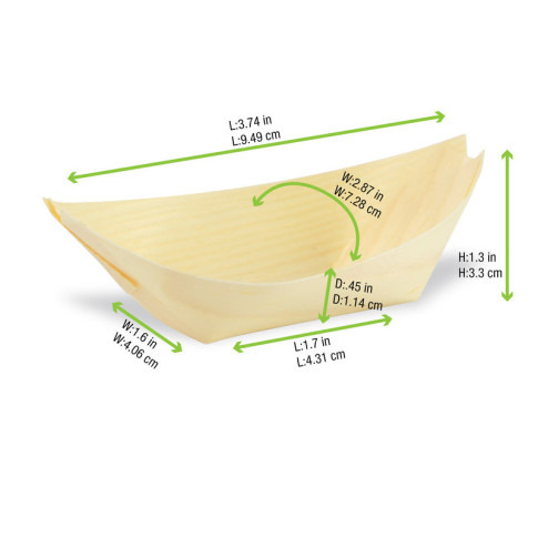 Vaschetta in legno a forma di barca 113x70mm H14mm