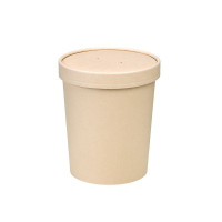 Contenitore in cartone kraft per alimenti caldi e freddi laminato in PLA, con coperchio  H140mm 940ml