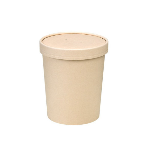 Contenitore in cartone kraft per alimenti caldi e freddi laminato in PLA, con coperchio  H140mm 940ml