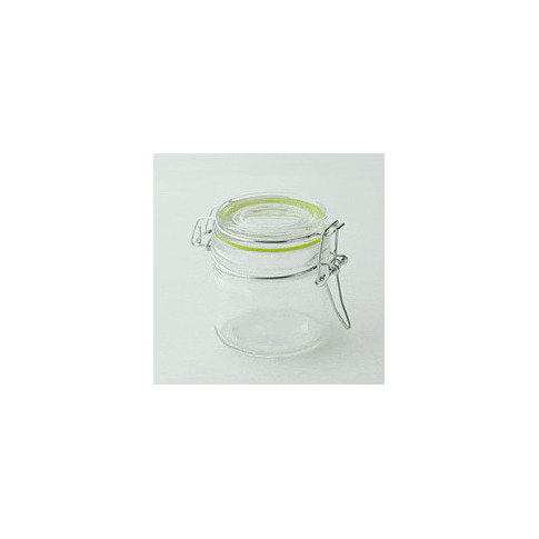 Mini barattolo in vetro con guarnizione verde  H71,5mm 100ml