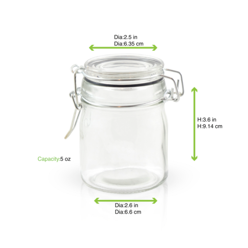 Mini barattolo in vetro con guarnizione nera  H92mm 150ml