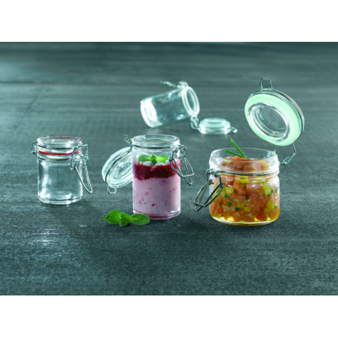 Mini barattolo in vetro con guarnizione nera  H92mm 150ml