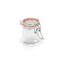 Mini barattolo in vetro con guarnizione rossa  H63,5mm 45ml