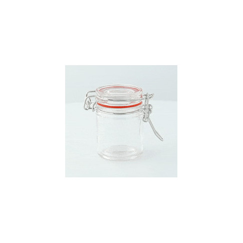 Mini barattolo in vetro con guarnizione rossa  H63,5mm 45ml