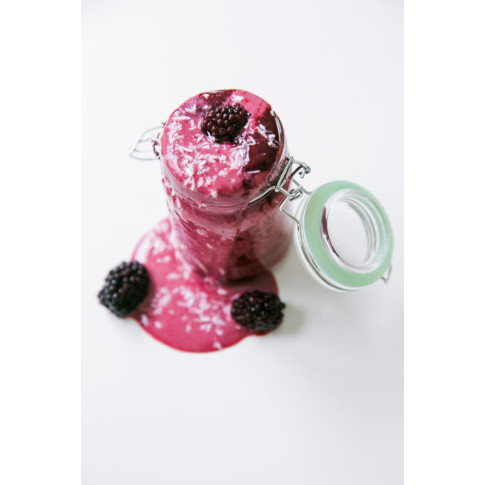 Mini barattolo in vetro con guarnizione celeste  H85mm 65ml