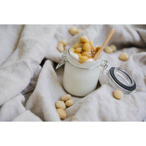 Mini barattolo in vetro con guarnizione celeste  H85mm 65ml