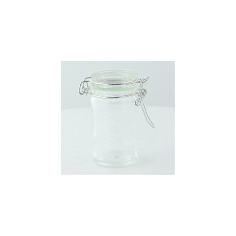Mini barattolo in vetro con guarnizione celeste  H85mm 65ml