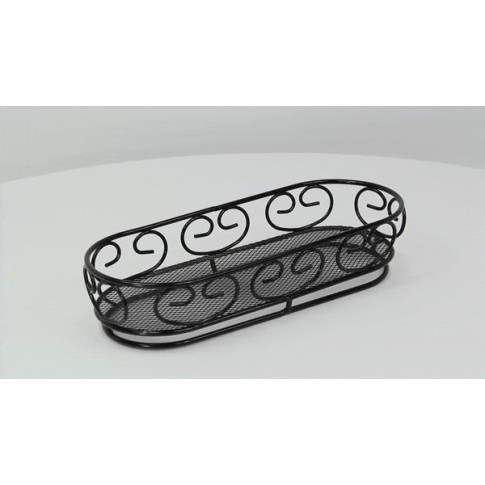 Cestino ovale in metallo nero  230x95mm H50mm