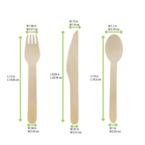 Kit posate in legno 4/1: coltello, forchetta, cucchiaio, tovagliolo, involucro kraft  H165mm