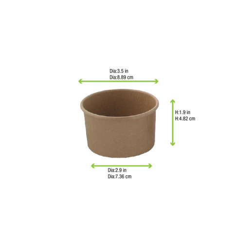 Contenitore in cartone kraft kraft per alimenti caldi e freddi  H48mm 200ml