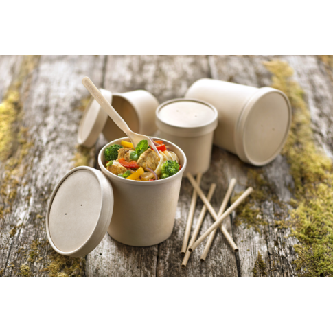 Contenitore in cartone kraft per alimenti caldi e freddi, con coperchio  H85mm 350ml