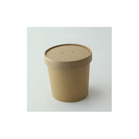 Contenitore in cartone kraft per alimenti caldi e freddi, con coperchio  H85mm 350ml