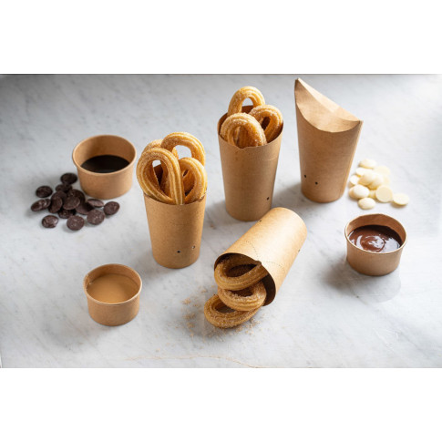 Contenitore in cartone kraft kraft per alimenti caldi e freddi  H62mm 270ml