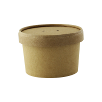 Contenitore in cartone kraft per alimenti caldi e freddi, con coperchio  H67mm 240ml
