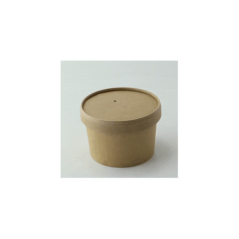 Contenitore in cartone kraft per alimenti caldi e freddi, con coperchio  H67mm 240ml
