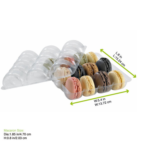 Inserto in PET trasparente per 12 macarons (3x4) con chiusura clip 152x138mm H20mm