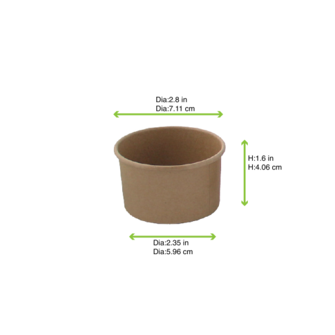 Contenitore in cartone kraft kraft per alimenti caldi e freddi  H39mm 86ml