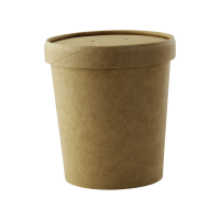 Contenitore in cartone kraft per alimenti caldi e freddi, con coperchio  H95mm 490ml