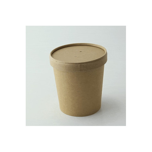 Contenitore in cartone kraft per alimenti caldi e freddi, con coperchio  H95mm 490ml