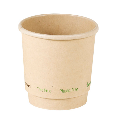 Bicchiere cartone fibra di bambù doppia parete plastic-free (PAP20)  H62mm 120ml