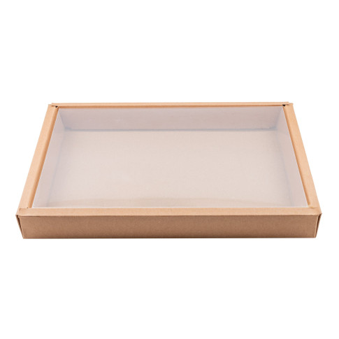 Scatola per sushi Kraft con coperchio in PET 310x215mm H35mm