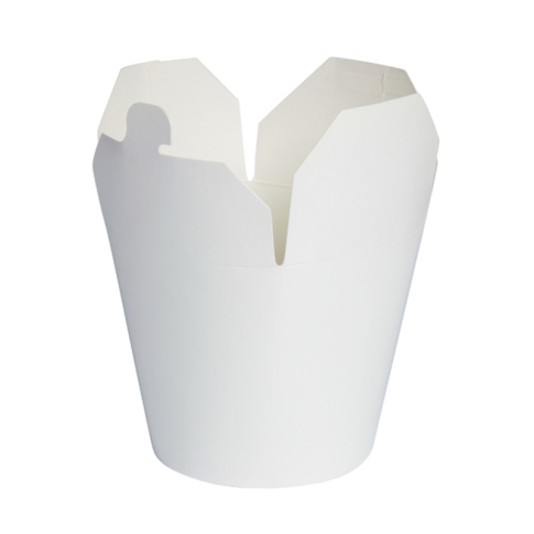 Contenitore a base tonda in cartone bianco stile orientale, chiusura a incastro  H120mm 950ml