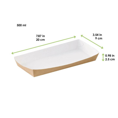 Vaschetta in cartone kraft e interno bianco 200x90mm H25mm 500ml