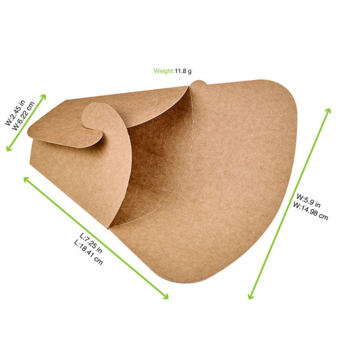 Tasca per crepes triangolare in cartone kraft 145x65mm H185mm