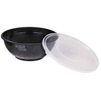 Ciotola rotonda PP nero con coperchio trasparente  H59mm 200ml