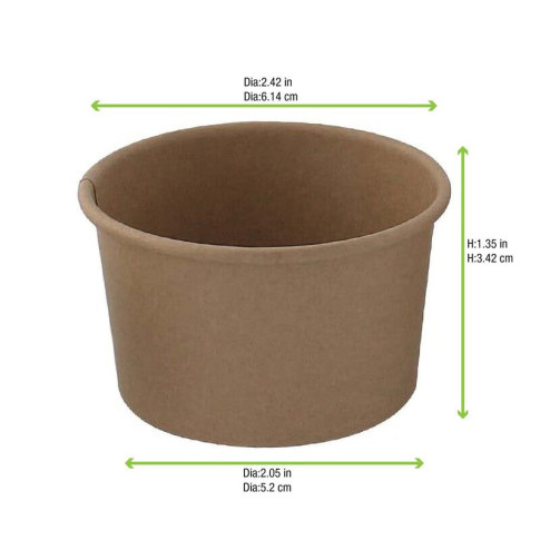 Contenitore in cartone kraft kraft per alimenti caldi e freddi  H35mm 60ml