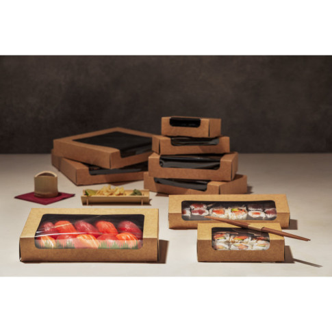 Scatola per sushi con finestra antiappannamento per 18 pezzi 210x120mm H40mm